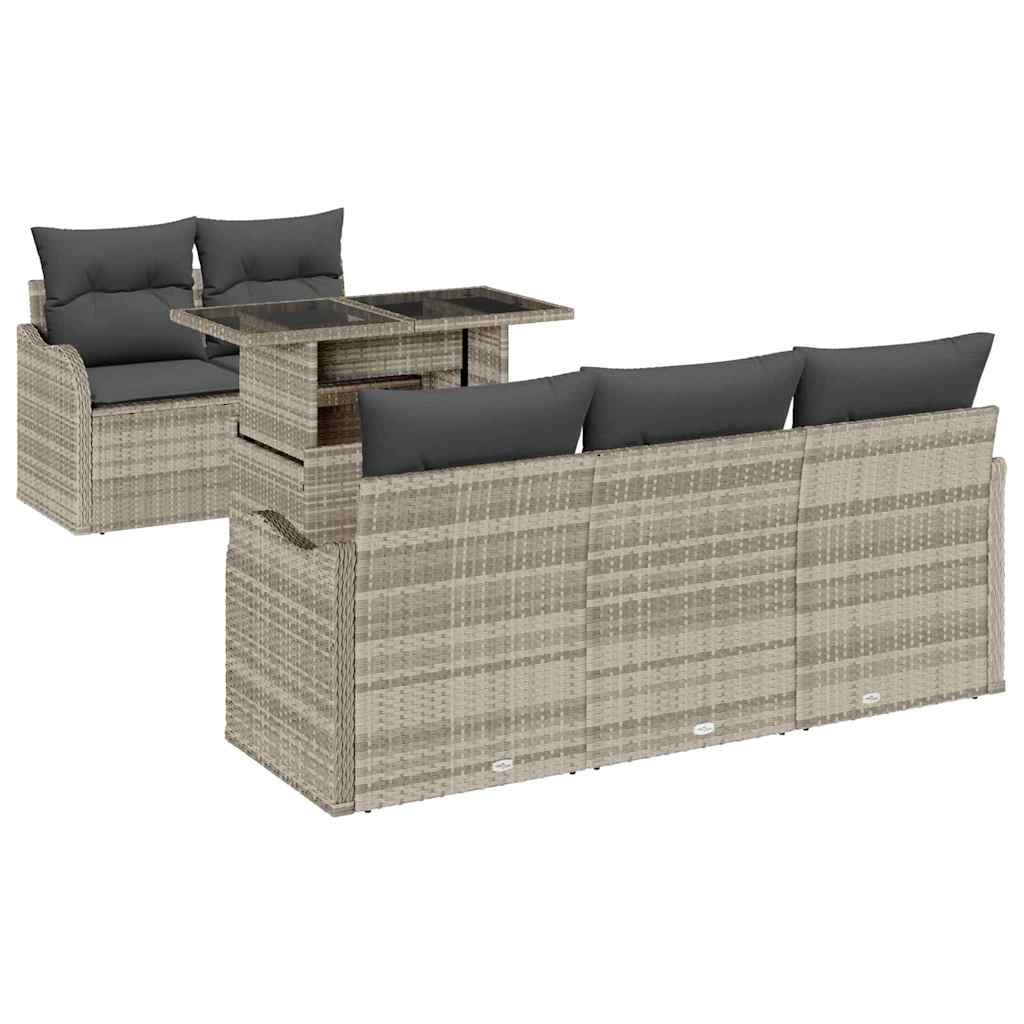 Garden Sofa Set 6 pcs Light Gray 100 x 55 x 73 cm