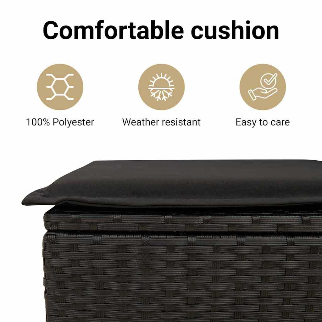 Sodo Sofų Rinkinys su pagalve 6 pcs Juoda Poli ratanas