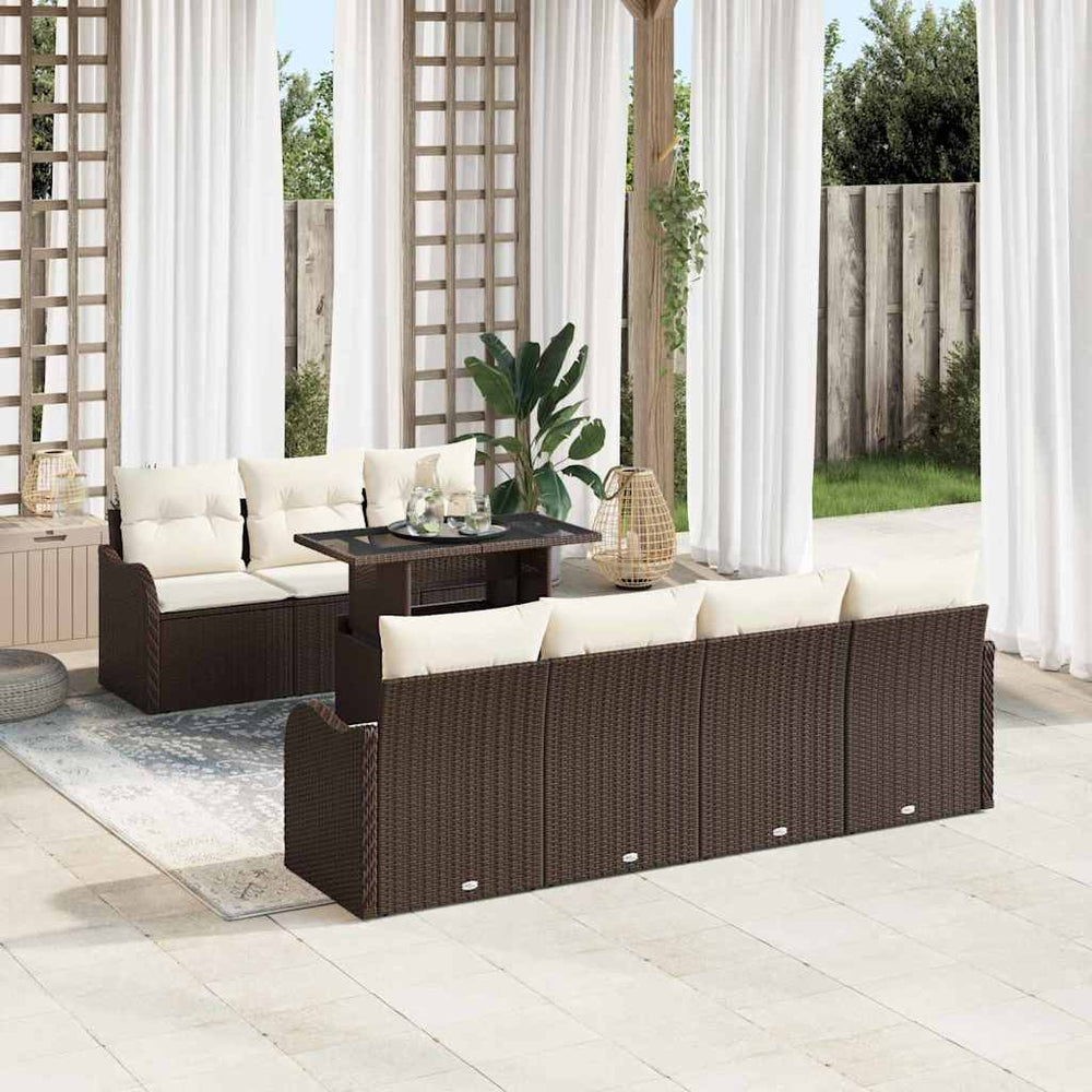 8 dalių sodo sofa rinkinys su pagalvėmis ruda poli ratan