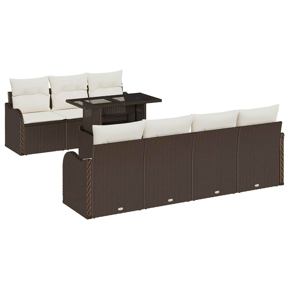 8 dalių sodo sofa rinkinys su pagalvėmis ruda poli ratan