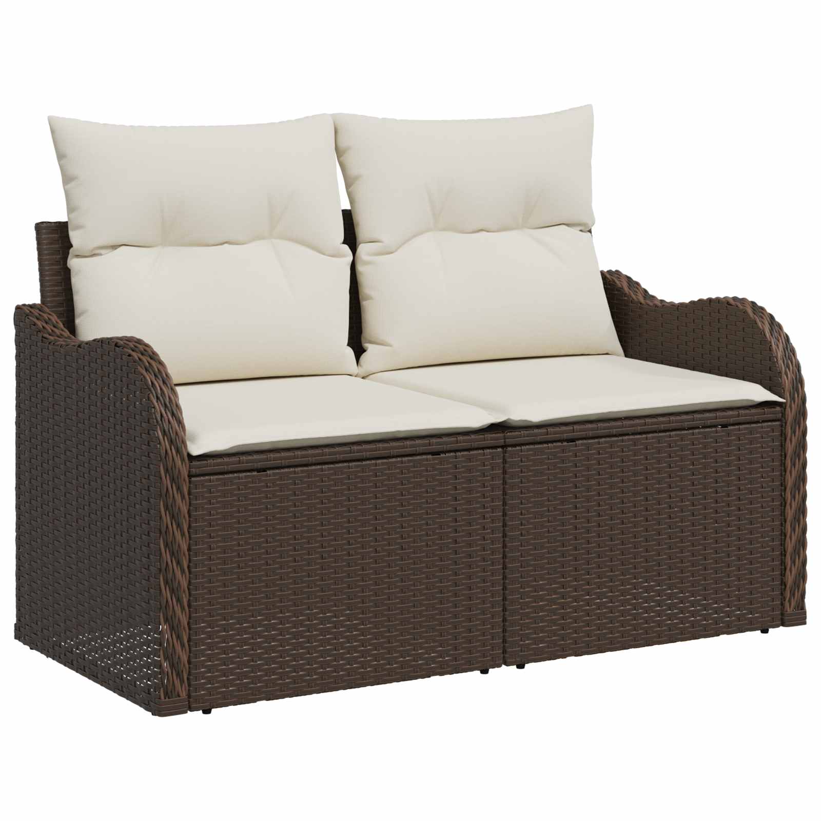 Sodo Sofų Rinkinys su pagalve 6 pcs Ruda Poli ratanas