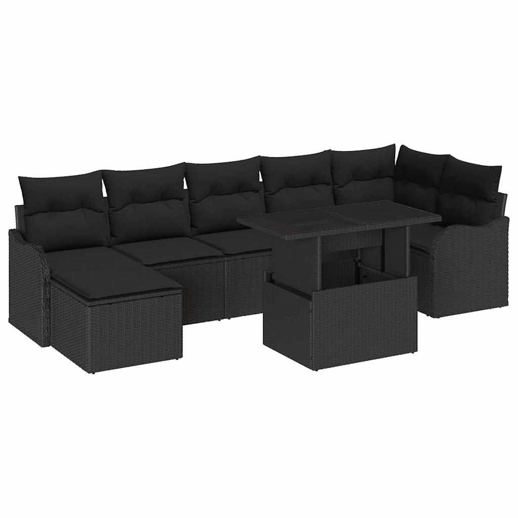 Sodo Sofų Rinkinys su pagalve 8 pcs Juoda Poli ratanas