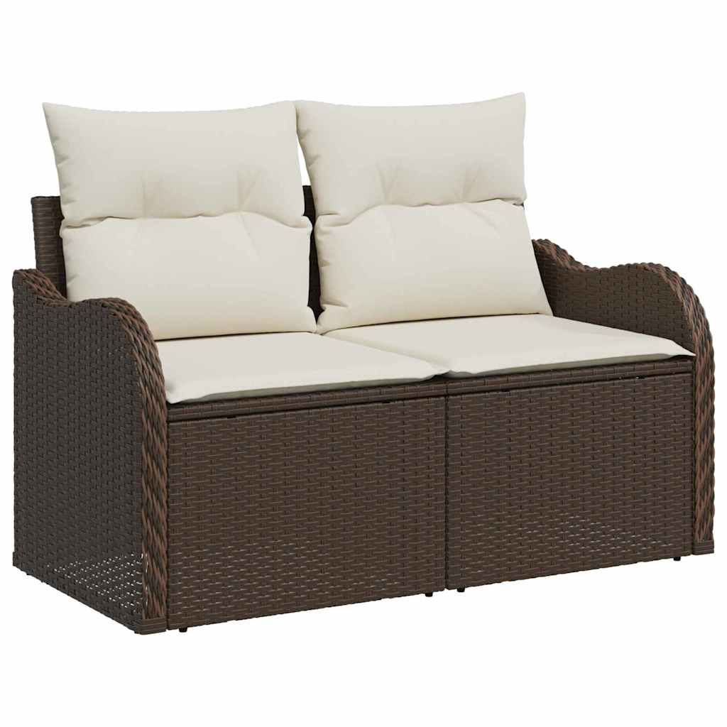 10 daļu dārza dīvānu komplekts ar spilveniem brūns PE rotangpalmas