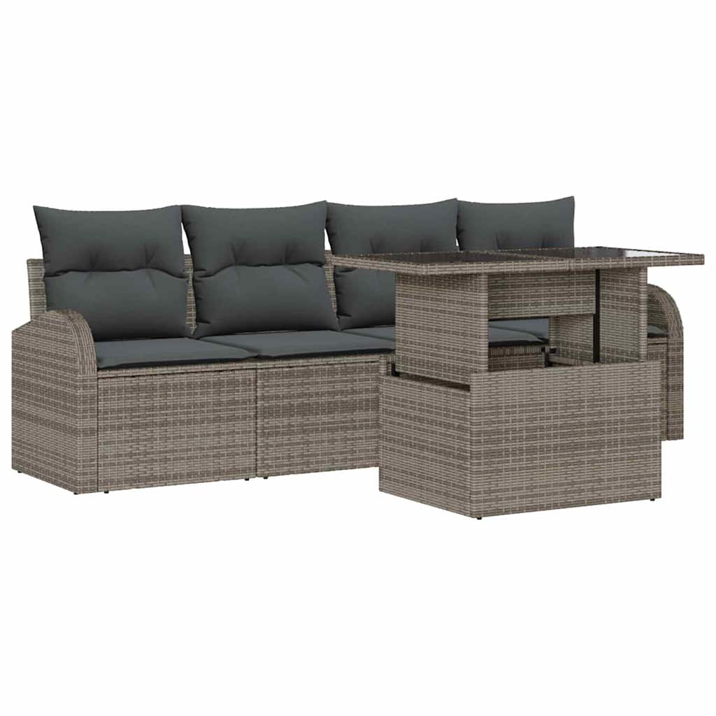 5 dalių sodo sofa rinkinys su pagalvėmis pilkas poli ratanas