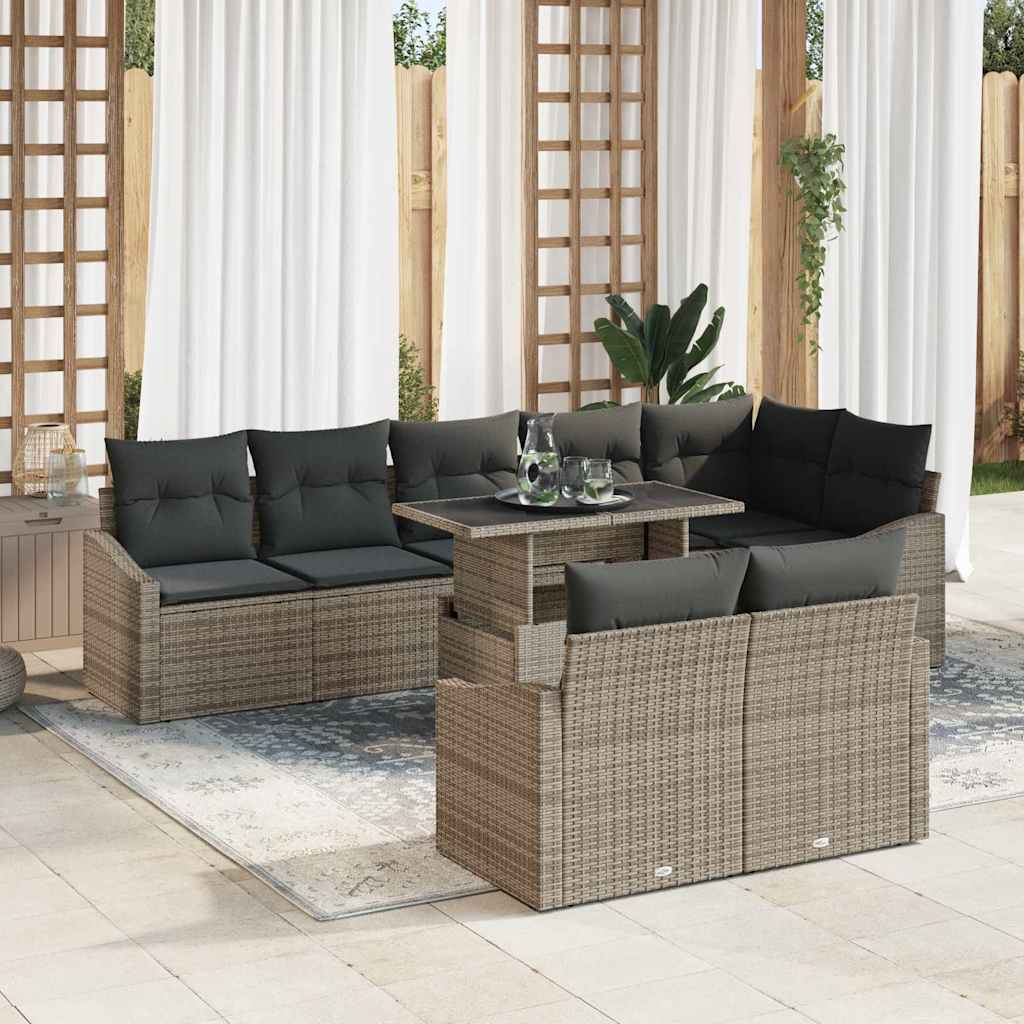 Outdoor Sofa Set with Storage Cushion 9 pcs Grey