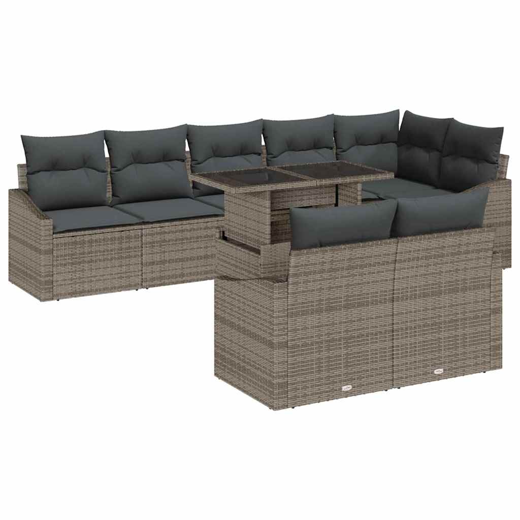 Outdoor Sofa Set with Storage Cushion 9 pcs Grey