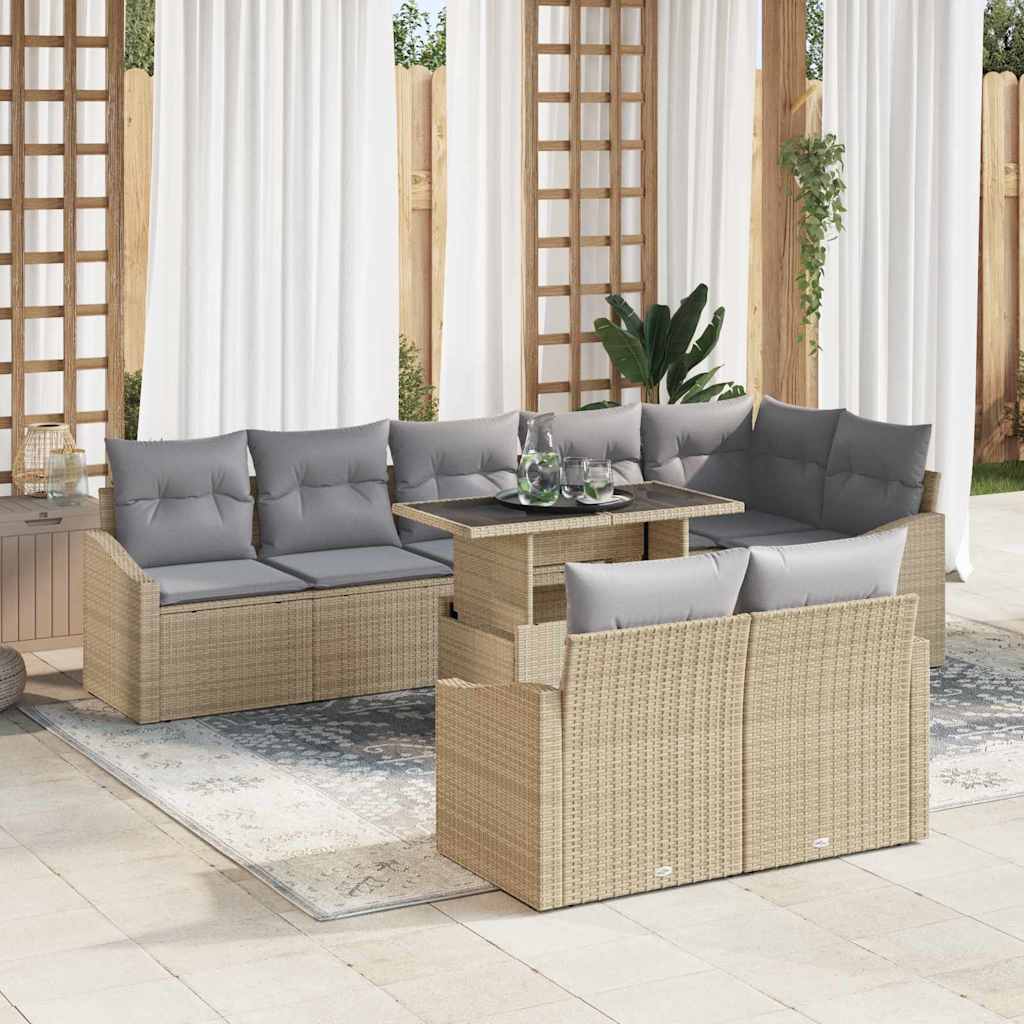 Sodo Sofų Rinkinys su pagalve 9 pcs Bežinė ir šviesiai pilka