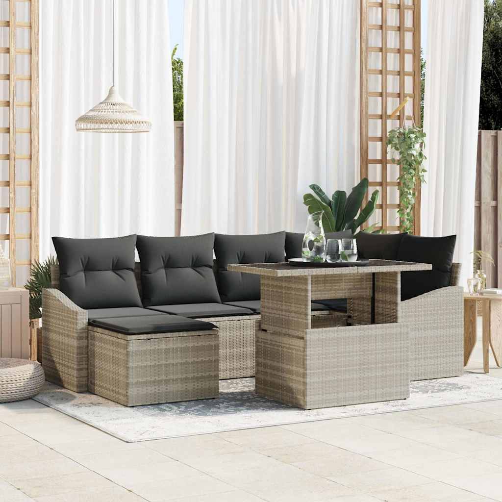 Sodo Sofų Rinkinys 7 pcs Šviesiai pilka ir tamsiai pilka