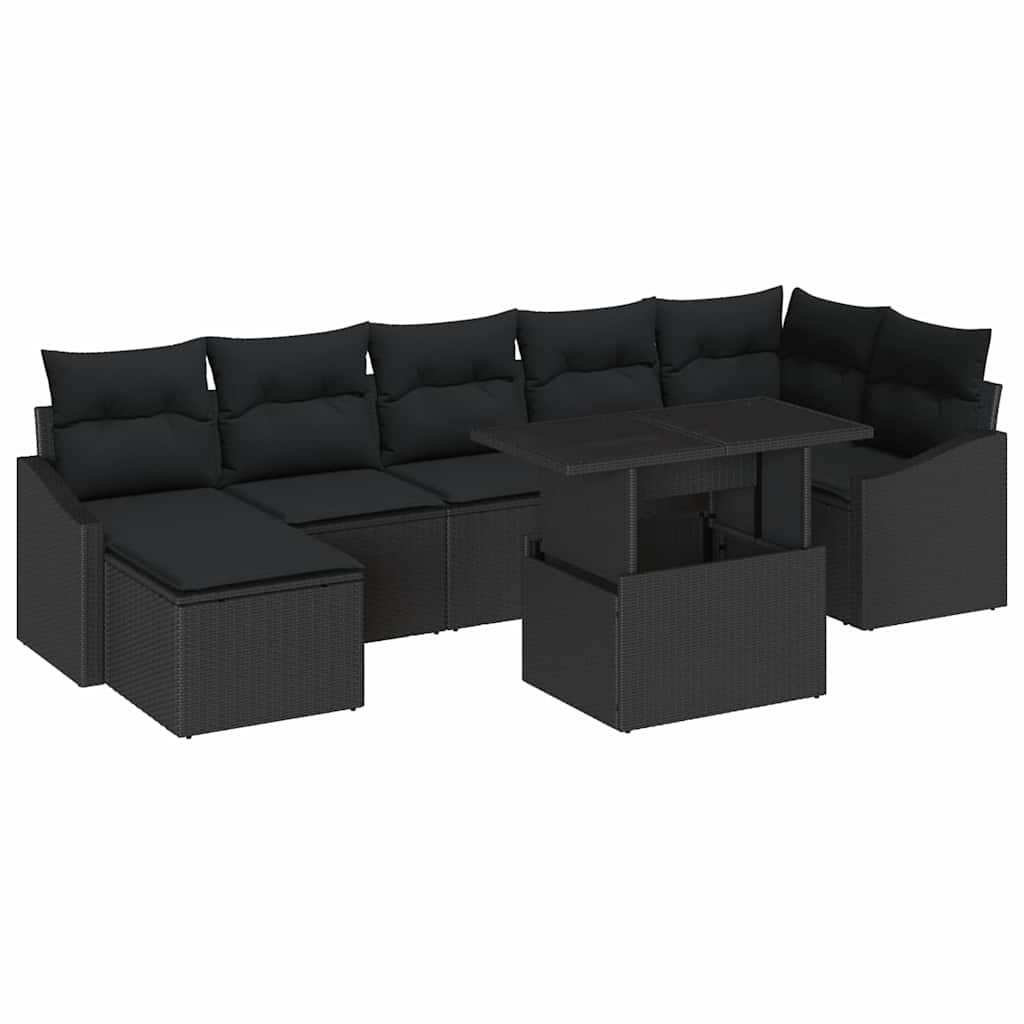 Outdoor Sofa Set with Storage Cushion 8 pcs Black