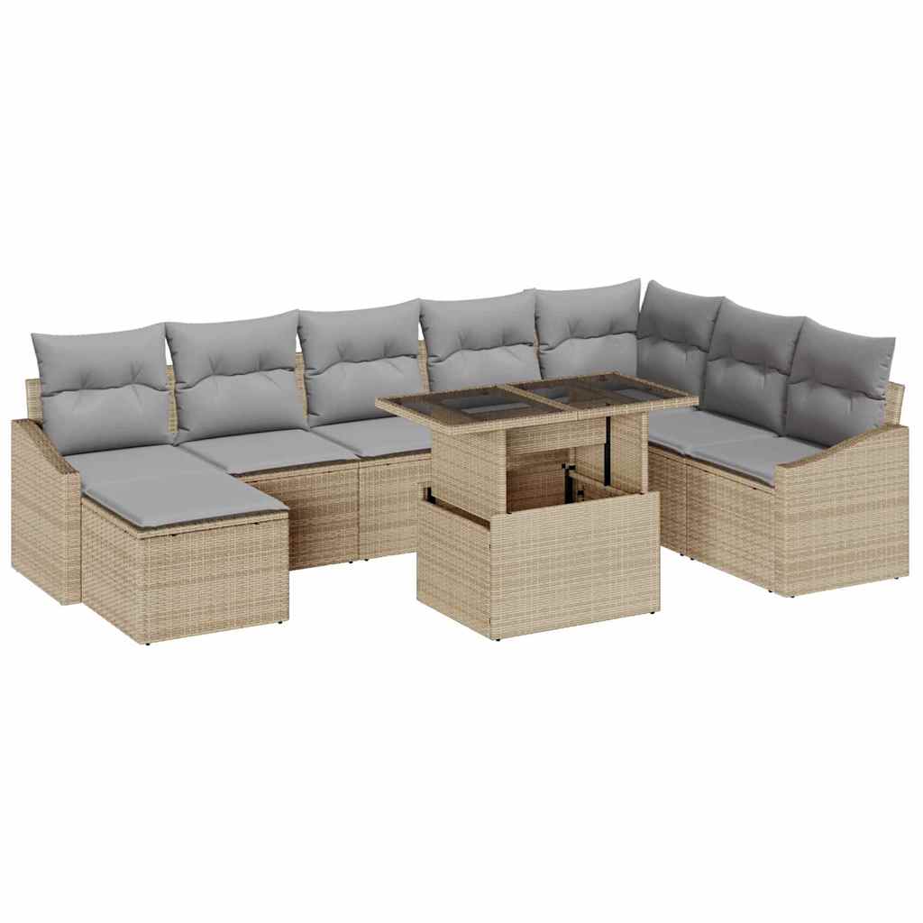 Sodo Sofų Rinkinys su pagalve 9 pcs Bežinė ir šviesiai pilka