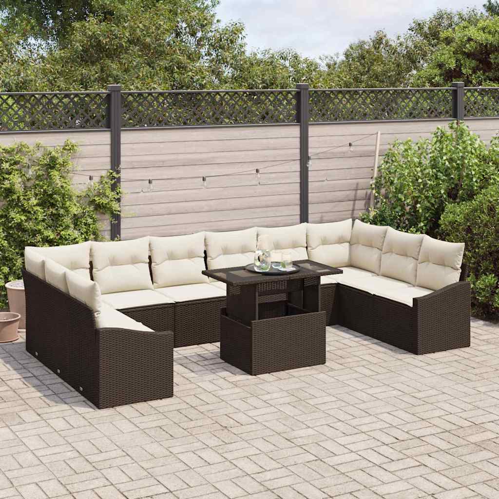 Sodo Sofų Rinkinys su pagalve 11 pcs Ruda ir grietinėlė