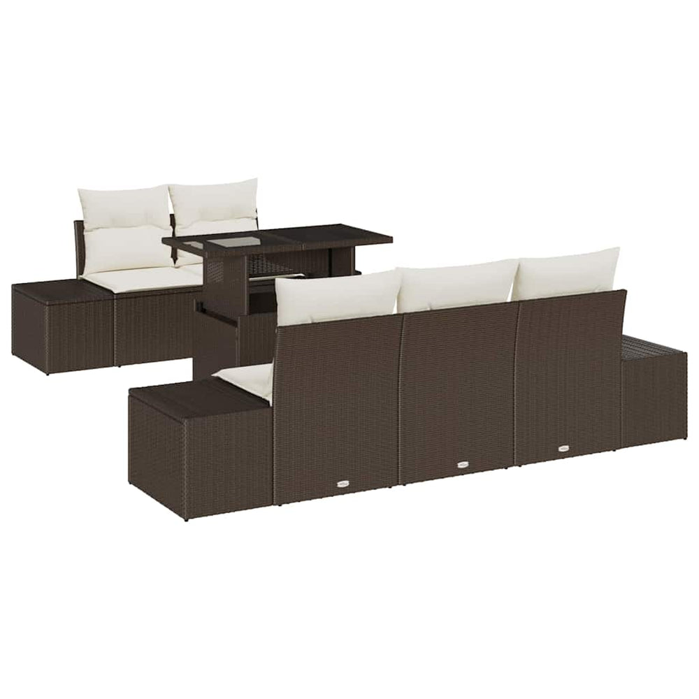 6 dalių sodo sofa rinkinys su pagalvėlėmis ruda poli ratanas