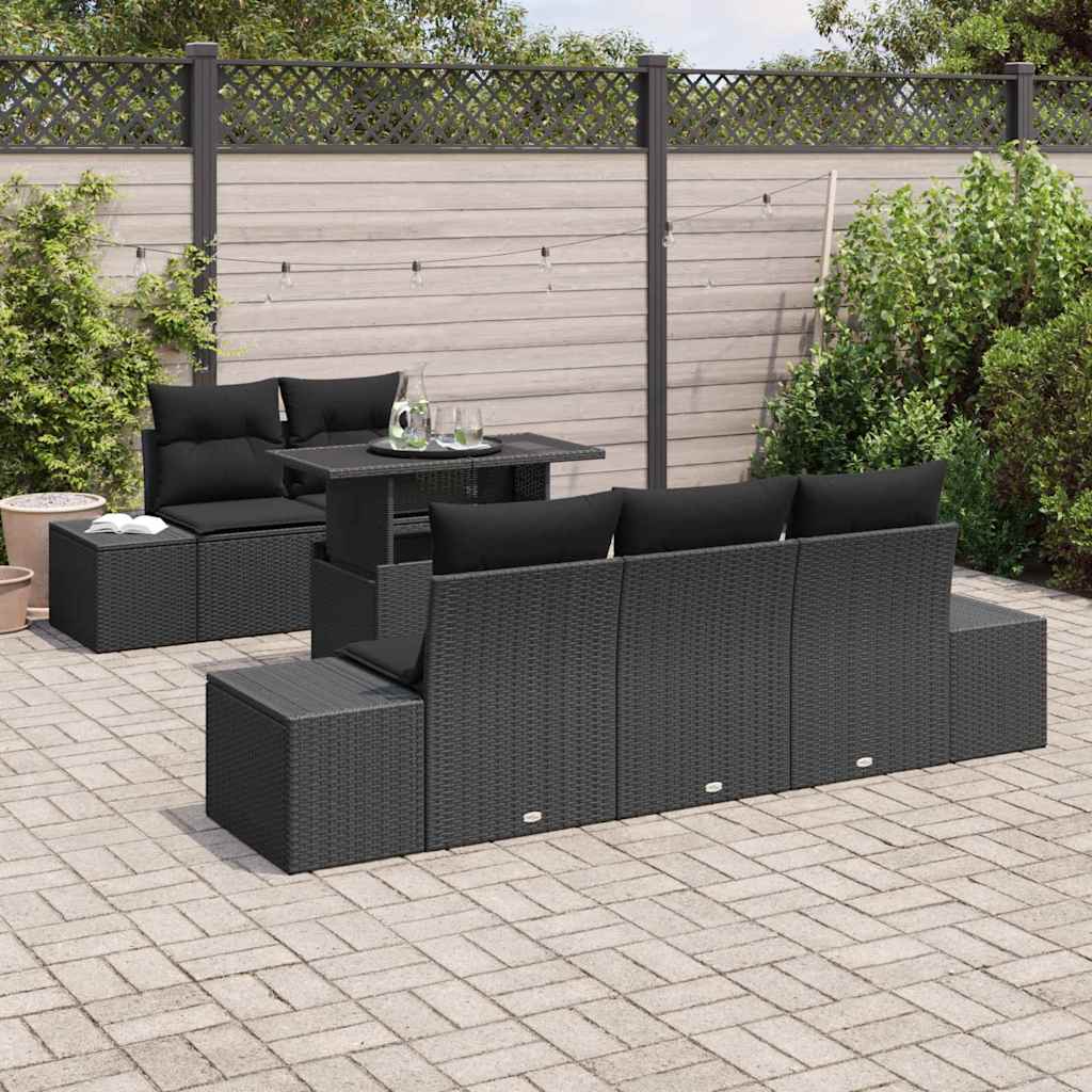 Sodo Sofų Rinkinys su pagalve su saugykla 6 pcs Juoda