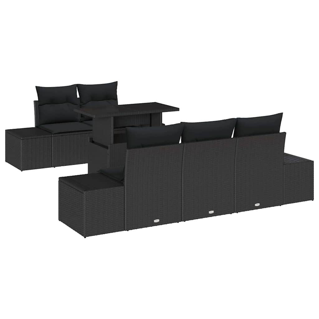Sodo Sofų Rinkinys su pagalve su saugykla 6 pcs Juoda