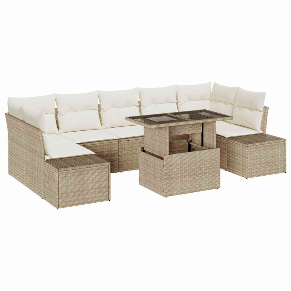Sodo Sofų Rinkinys su pagalve 8 pcs Bežinė ir kreminė
