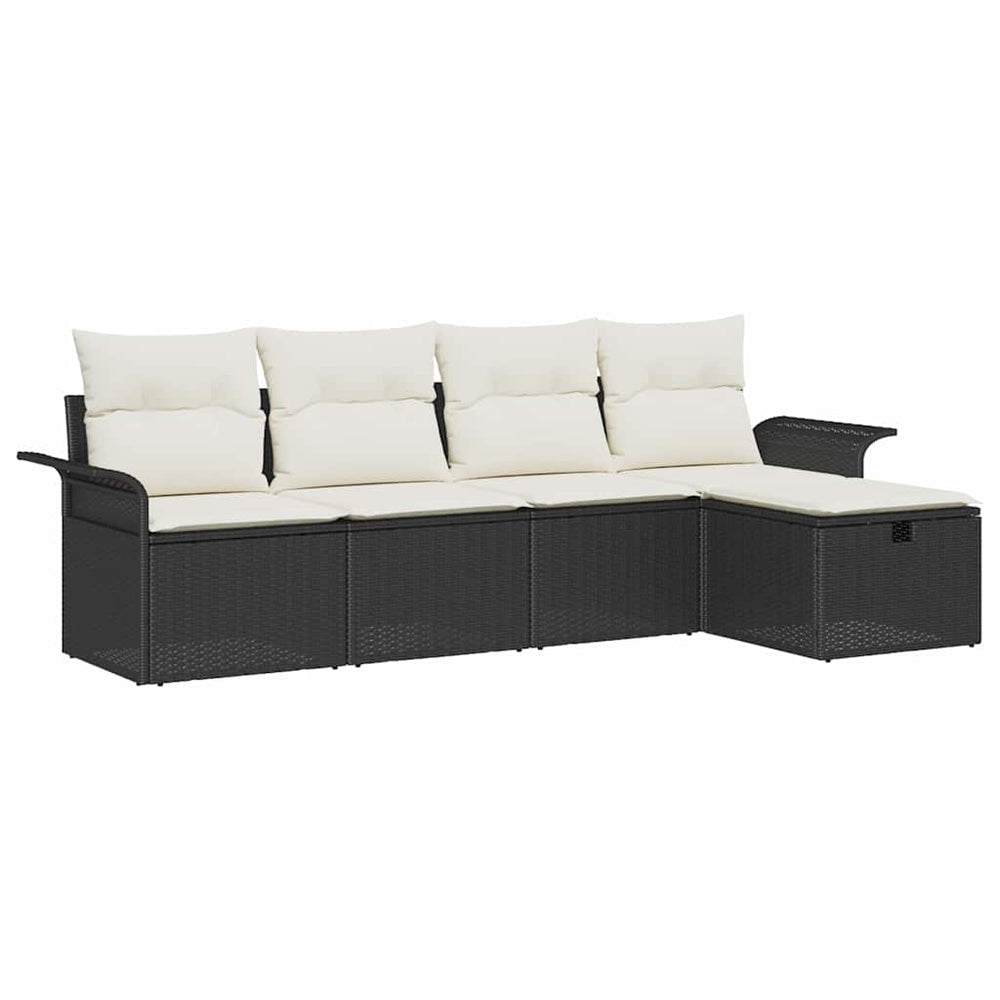 5 dalių sodo sofa komplektas su pagalvėlėmis juodas poli ratanas