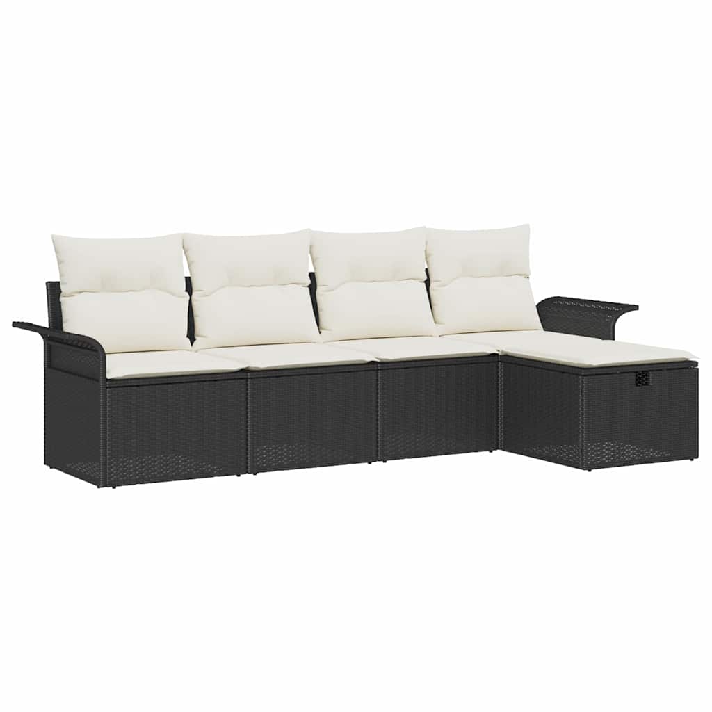 5 dalių sodo sofa komplektas su pagalvėlėmis juodas poli ratanas