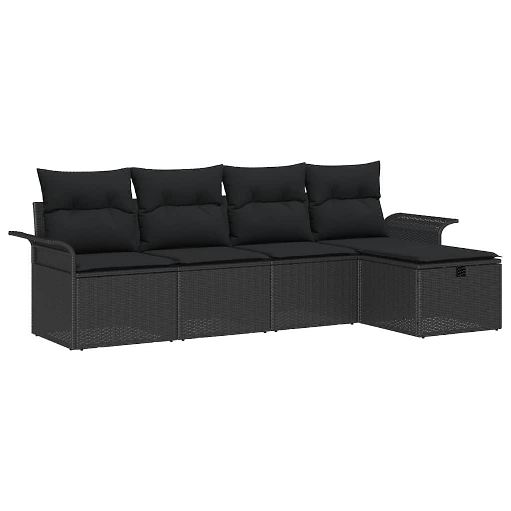 Sodo Sofų Rinkinys su pagalve 5 pcs Juoda poliratanas