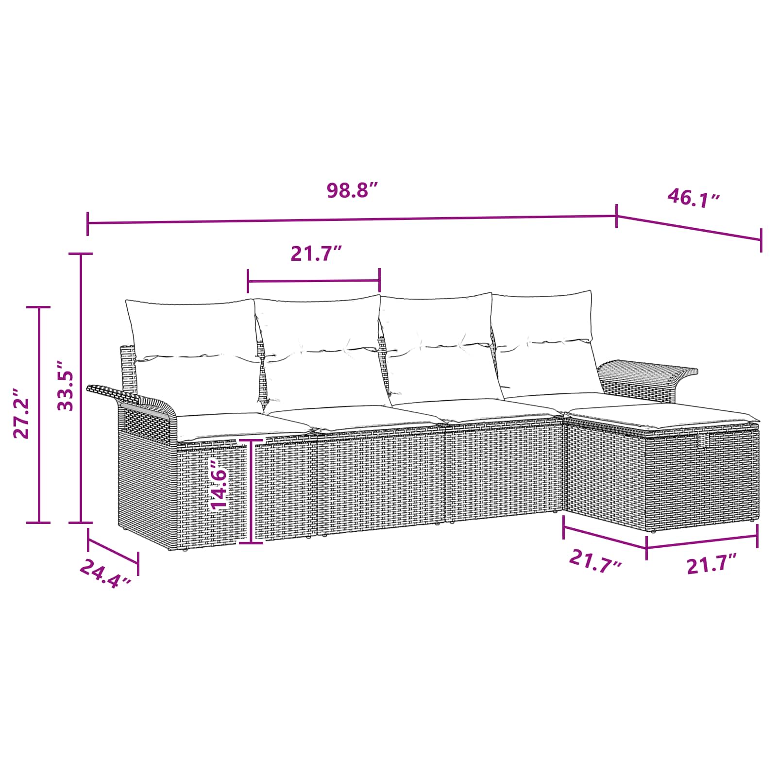 Sodo Sofų Rinkinys su pagalve 5 pcs Ruda ir raudona poliratanas