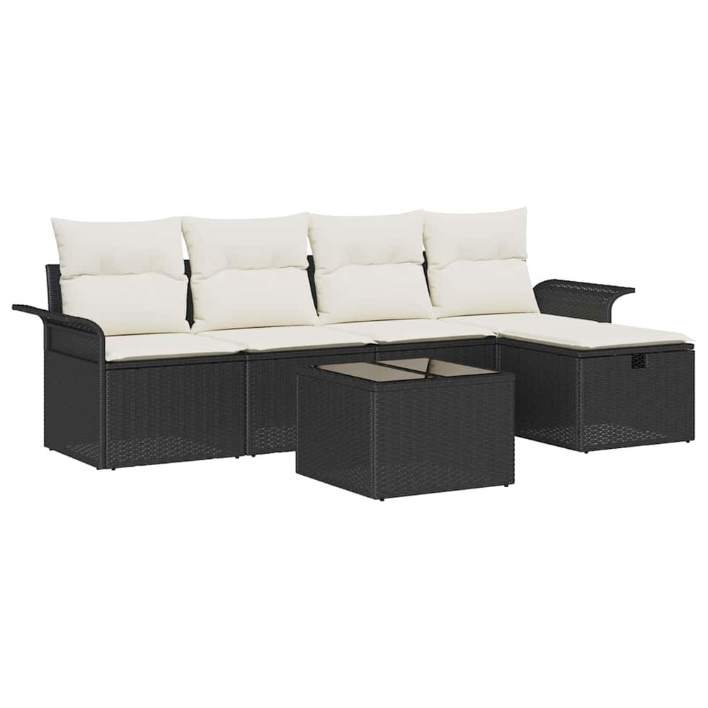 6 dalių sodo sofa komplektas su pagalvėmis juoda poliratanas
