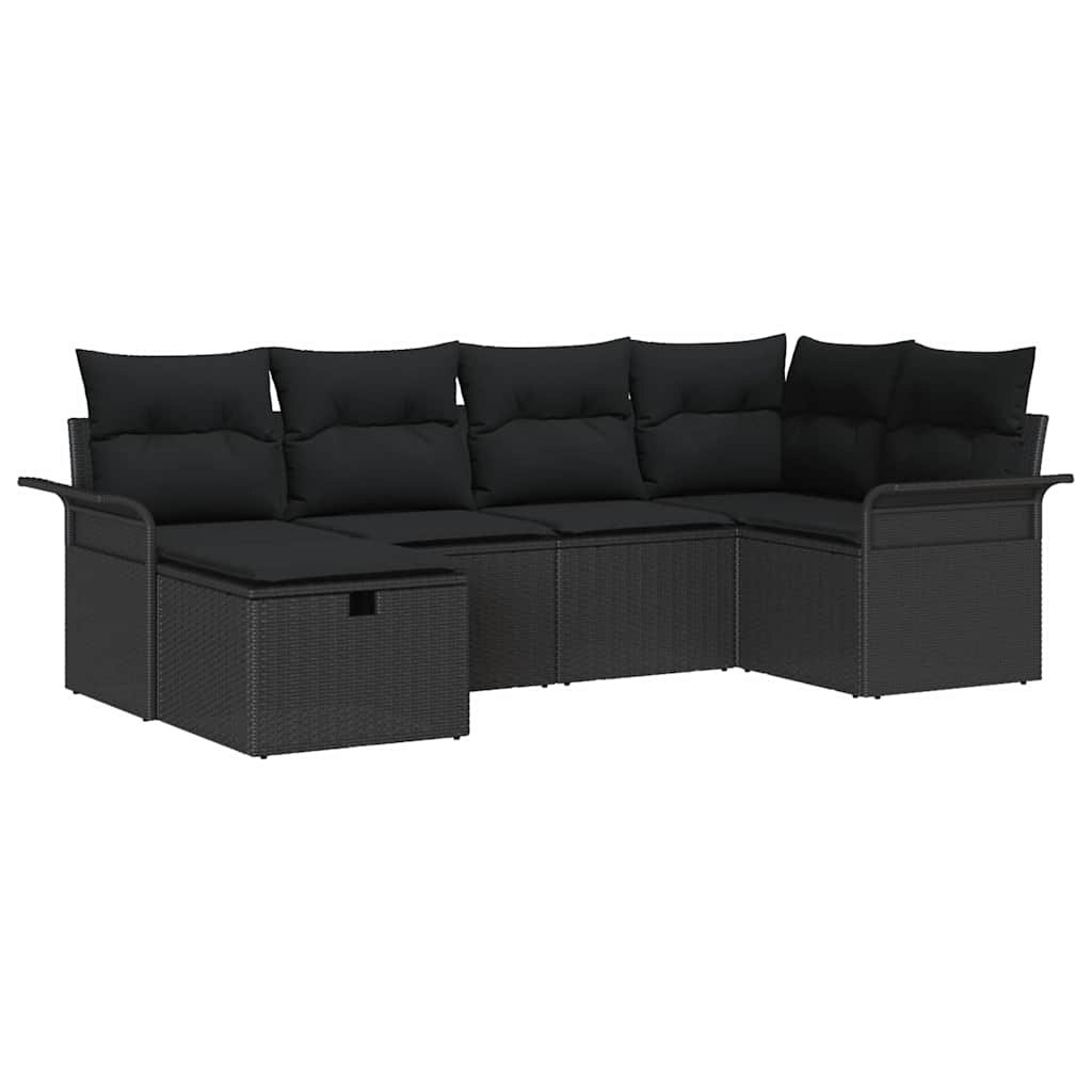 Sodo Sofų Rinkinys su pagalve 6 pcs Juoda poliratanas