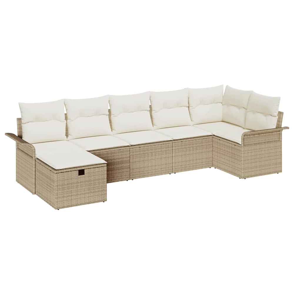 7 dalių sodo sofa rinkinys su pagalvėmis Smėlio poli ratanas