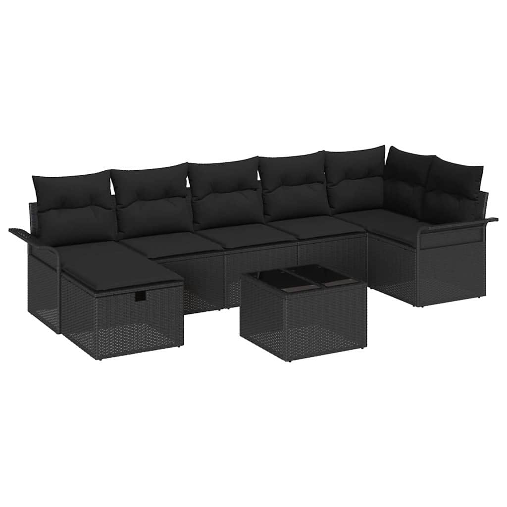 Sodo Sofų Rinkinys su pagalve 8 pcs Juoda poliratanas
