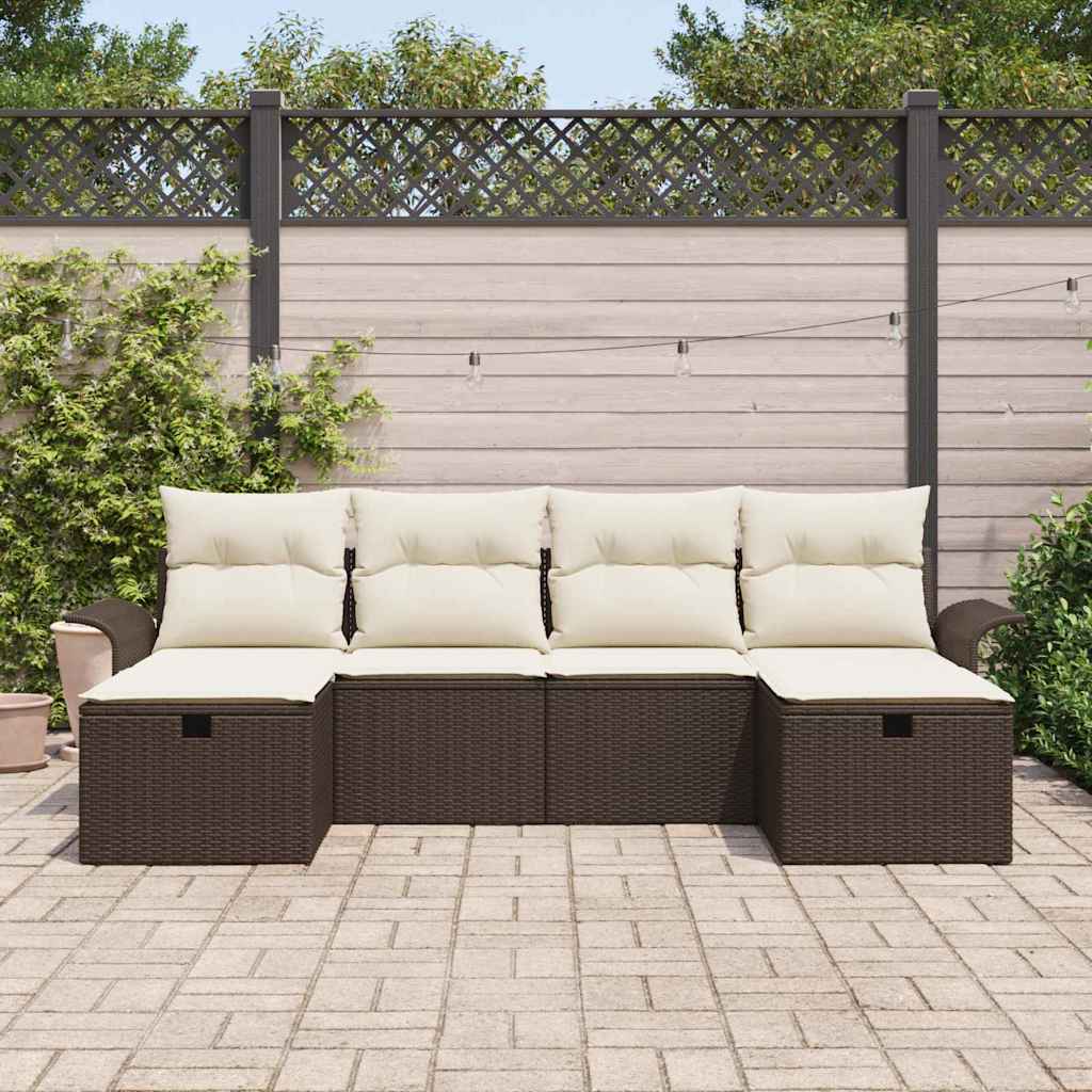 6 dalių sodo sofas komplektas su pagalvėlėmis Ruda poli ratanas