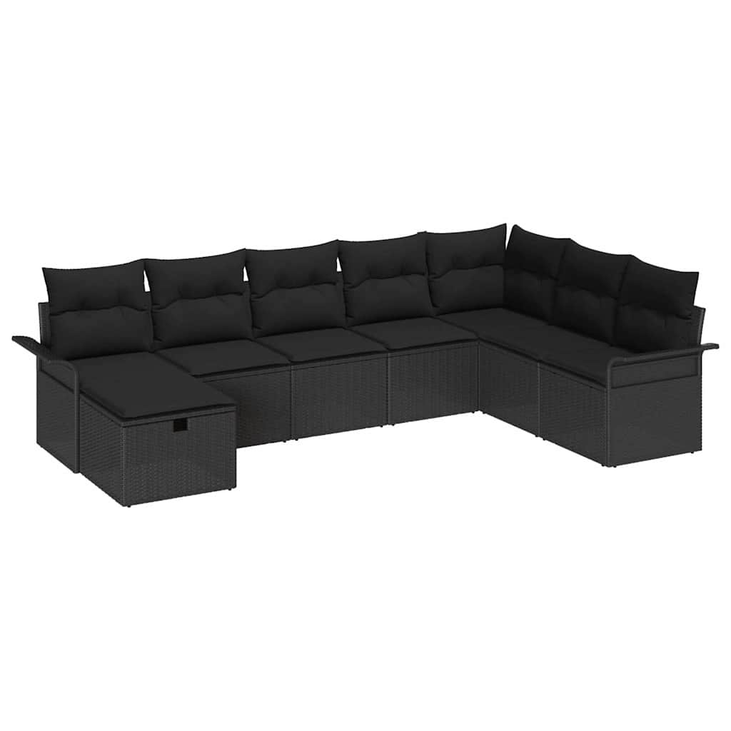 Sodo Sofų Rinkinys su pagalve 8 pcs Juoda poliratanas