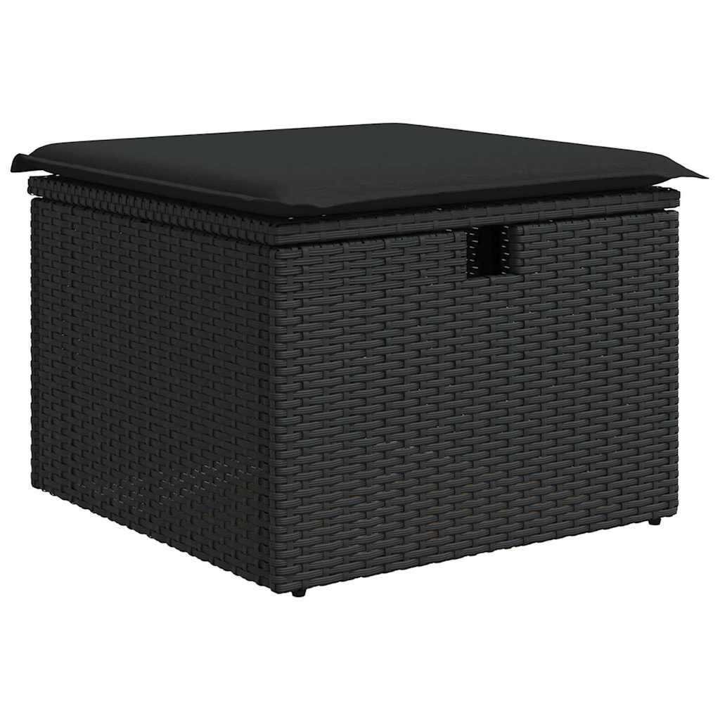 Sodo Sofų Rinkinys su pagalve 4 pcs Juoda poliratanas