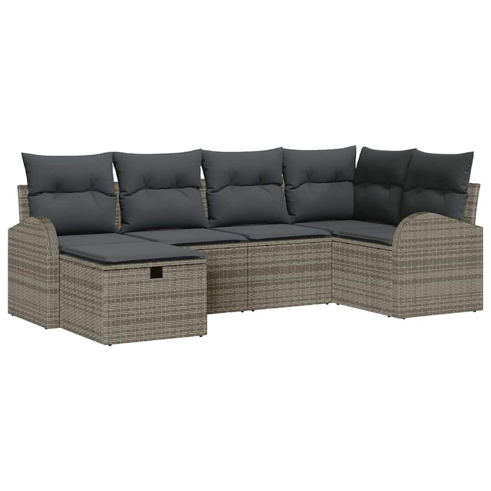 6 dalių sodo sofa rinkinys su pagalvėlėmis pilkos poli ratanas