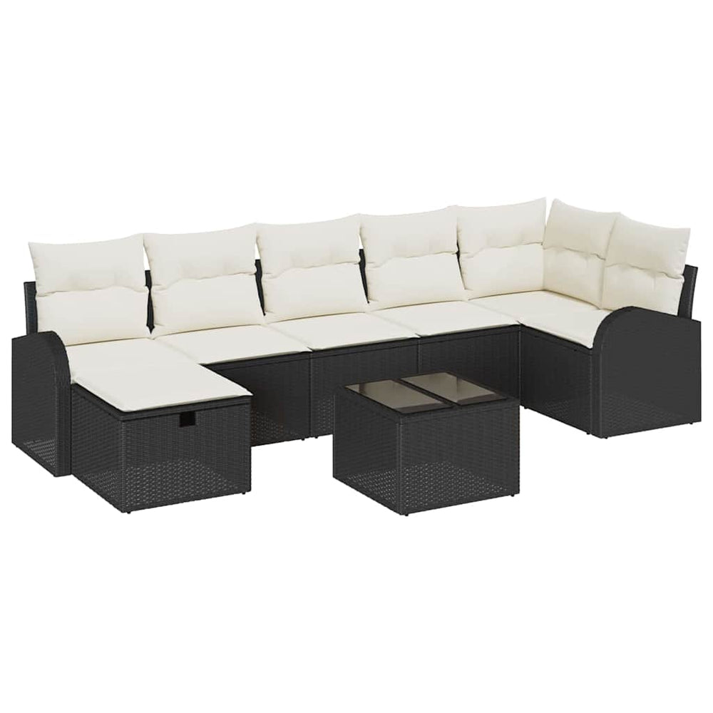 8 dalių sodo sofa komplektas su pagalvėlėmis juodas poli ratanas