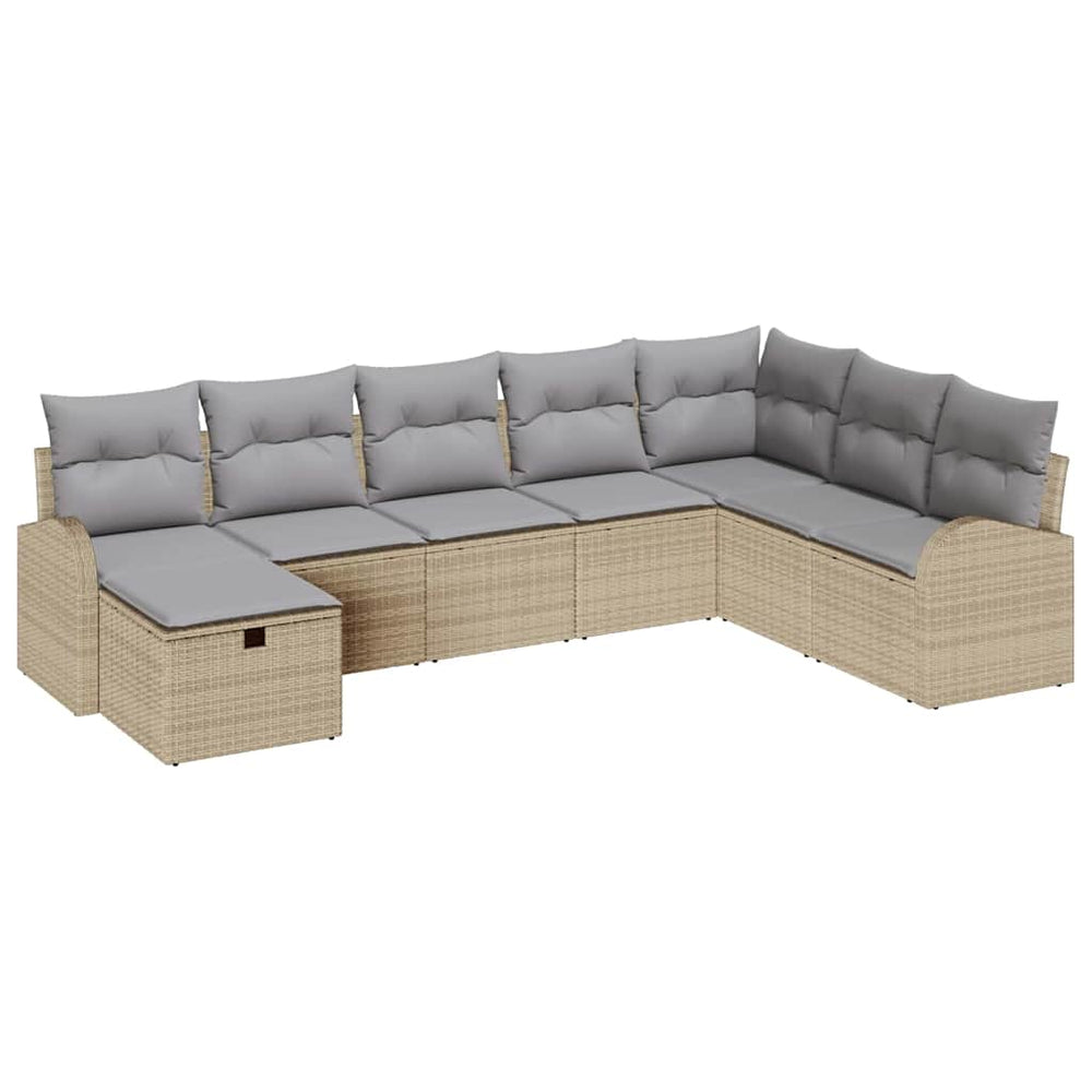 8 dalių sodo sofa rinkinys su pagalvėmis smėlio poli ratanu