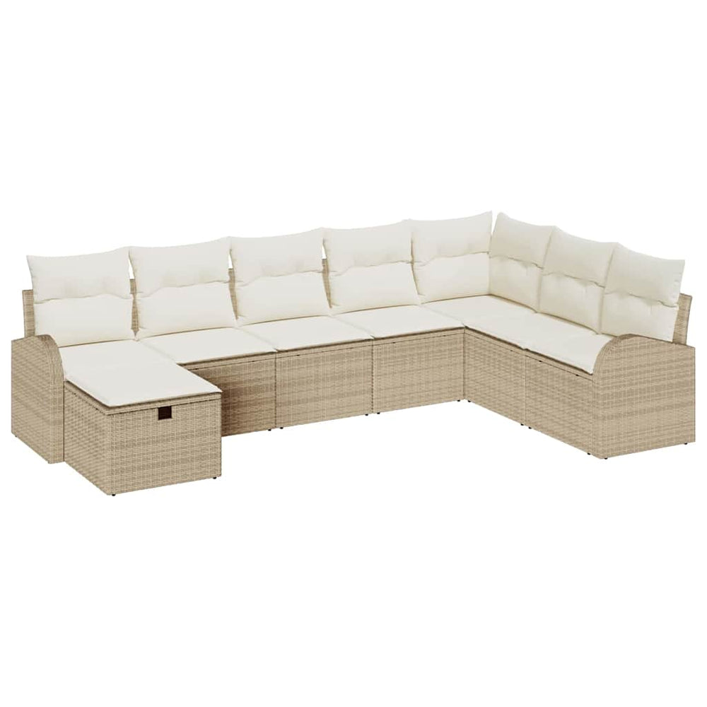 8 dalių sodo sofa su pagalvėmis smėlio spalvos poli ratanas