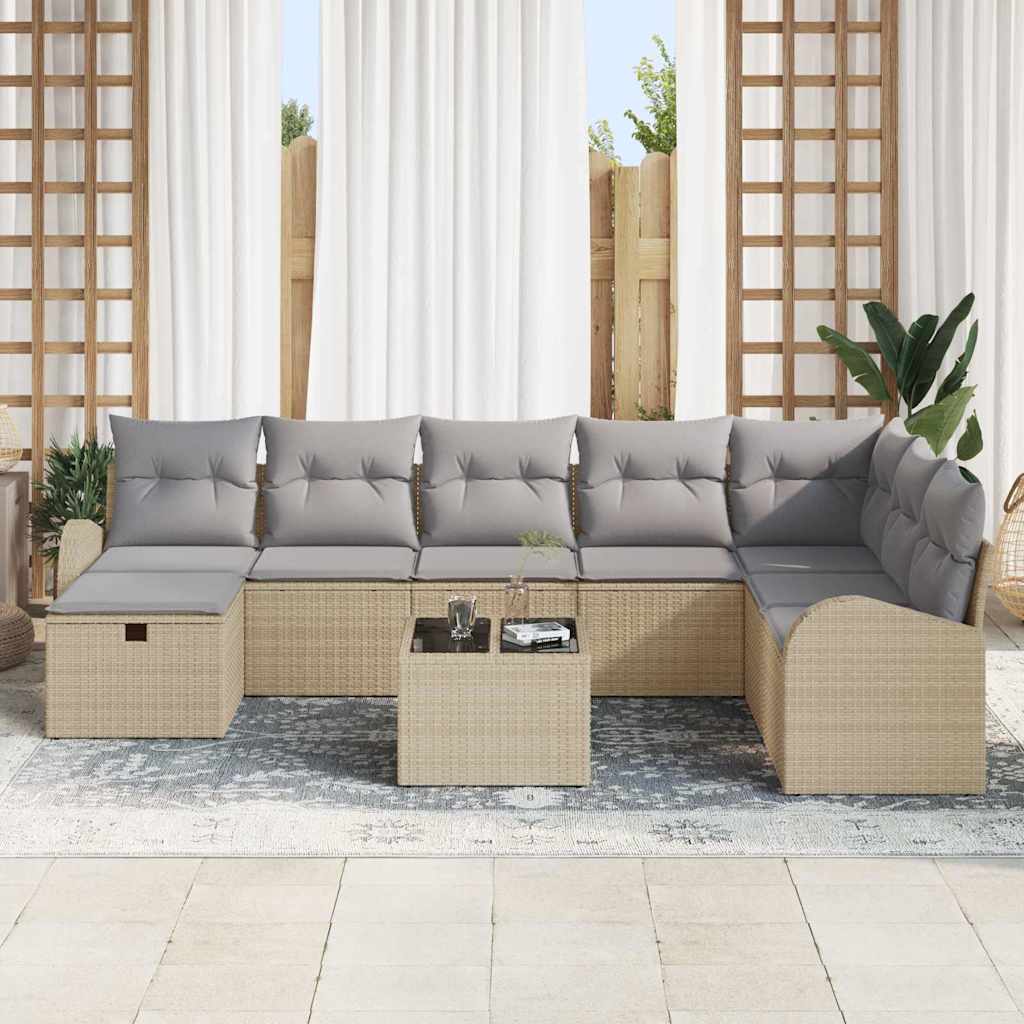 9 dalių sodo sofa rinkinys su pagalvėlėmis pilkas poli rotangas