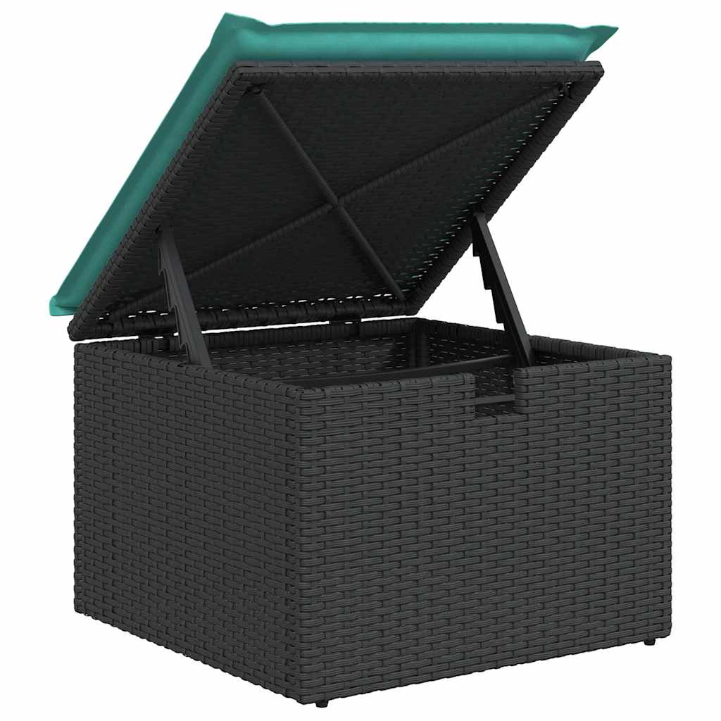 Sofos komplektas su pagalve 8 pcs Juoda ir turkio poliratanas