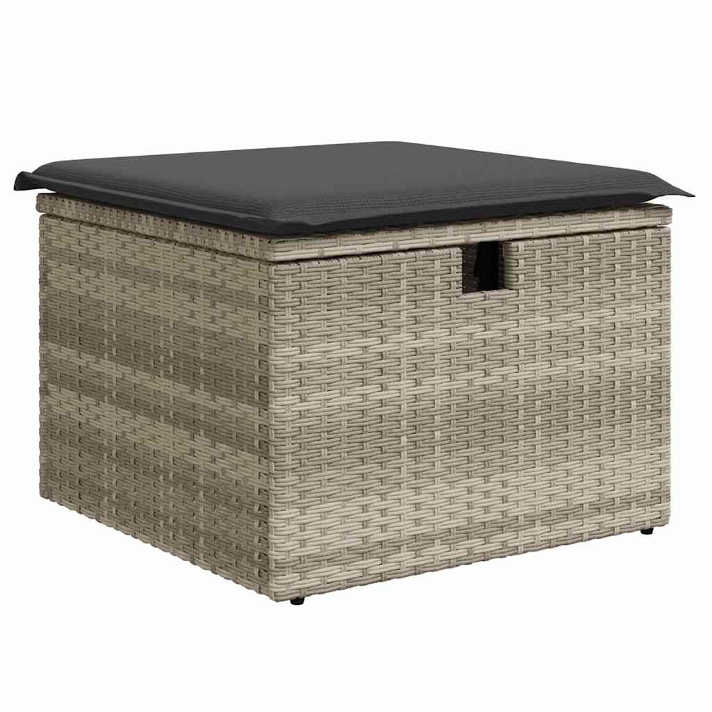 5 Dalių Sodo Sofa Komplektas su Pagalvėmis Šviesiai Pilkas Poli Ratanas