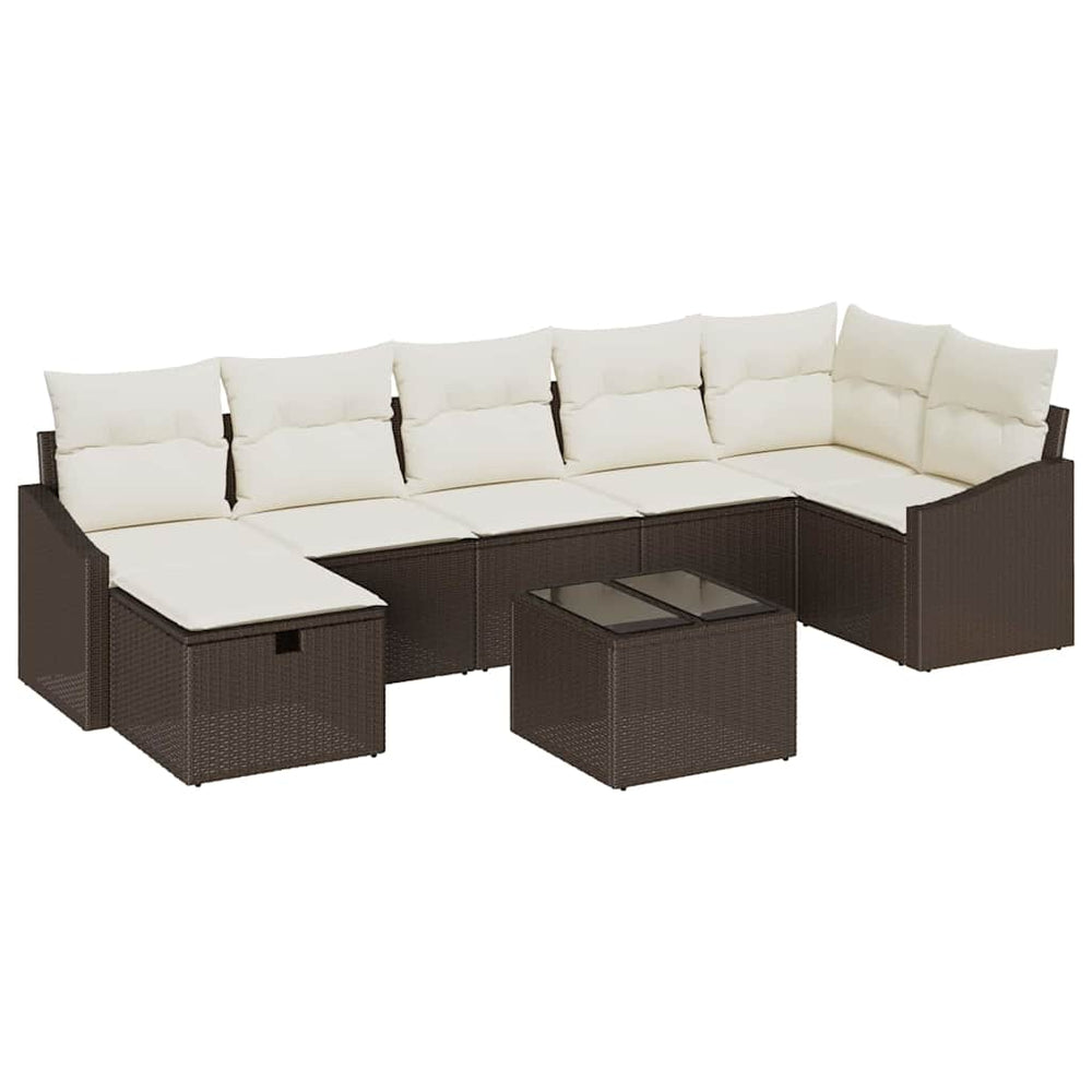 8 Dalių Sodo Sofa Komplektas Su Pagalvėmis Ruda Poli Ratanų