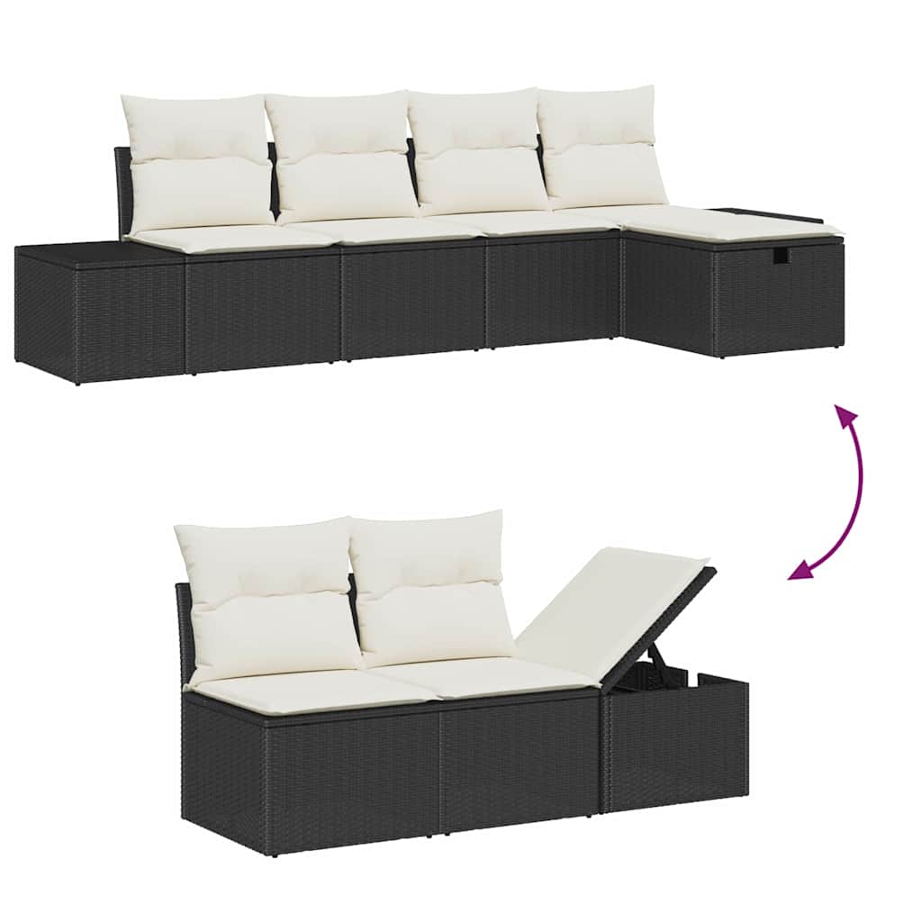 6 dalių Sodo sofa su pagalvėlėmis juoda poli ratanas