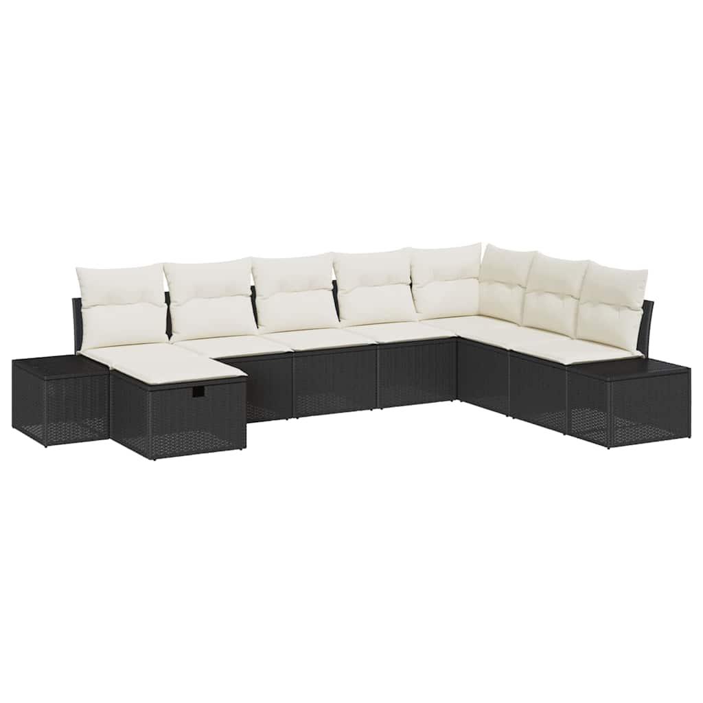 Sodo Sofų Rinkinys su pagalve 8 pcs Juoda Poli ratanas