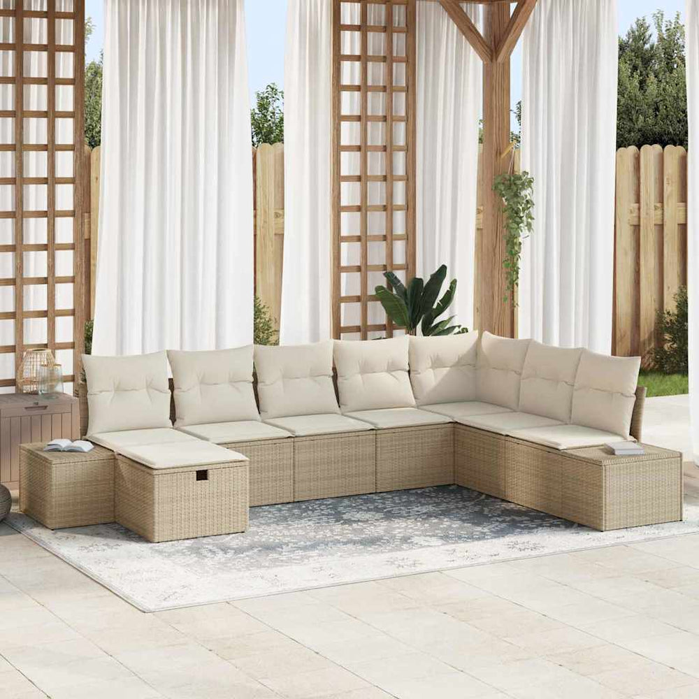 8 dalių sodo sofa komplektas su pagalvėlėmis bežinis poli ratanas