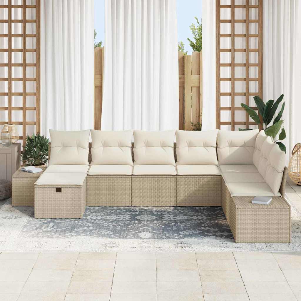 8 dalių sodo sofa komplektas su pagalvėlėmis bežinis poli ratanas