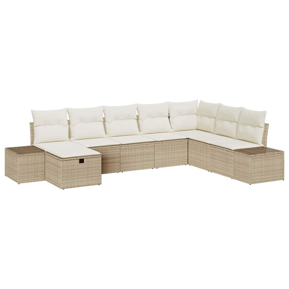 8 dalių sodo sofa komplektas su pagalvėlėmis bežinis poli ratanas
