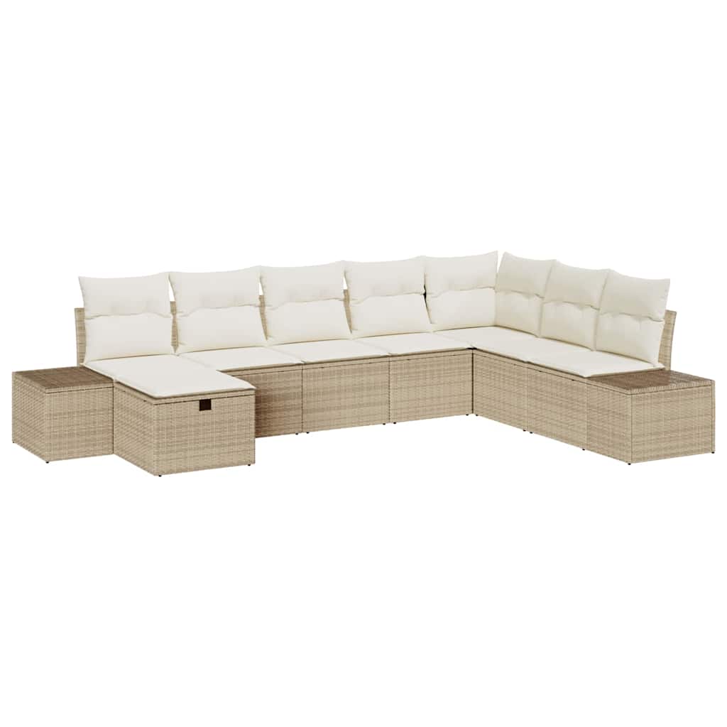 8 dalių sodo sofa komplektas su pagalvėlėmis bežinis poli ratanas