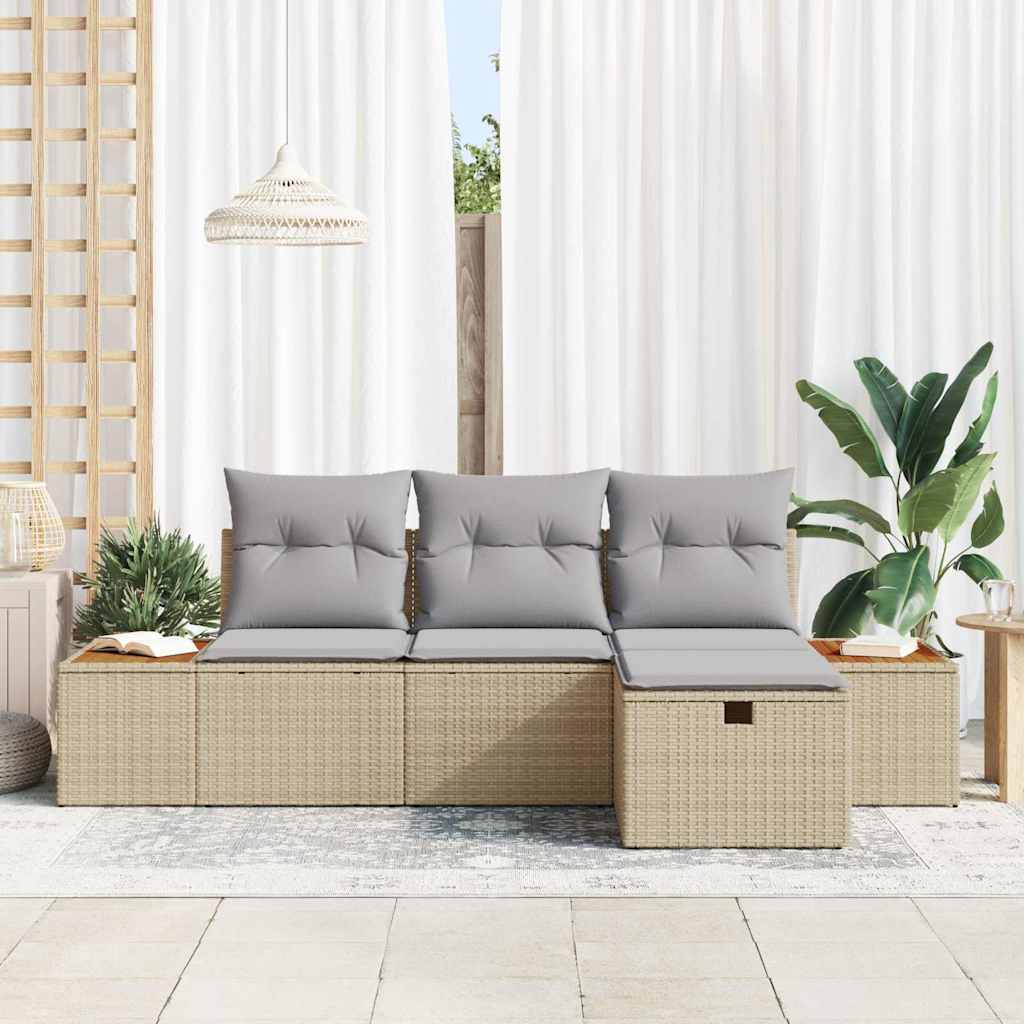 Sodo Sofų Rinkinys su pagalve 4 pcs Smėlio poliratanas