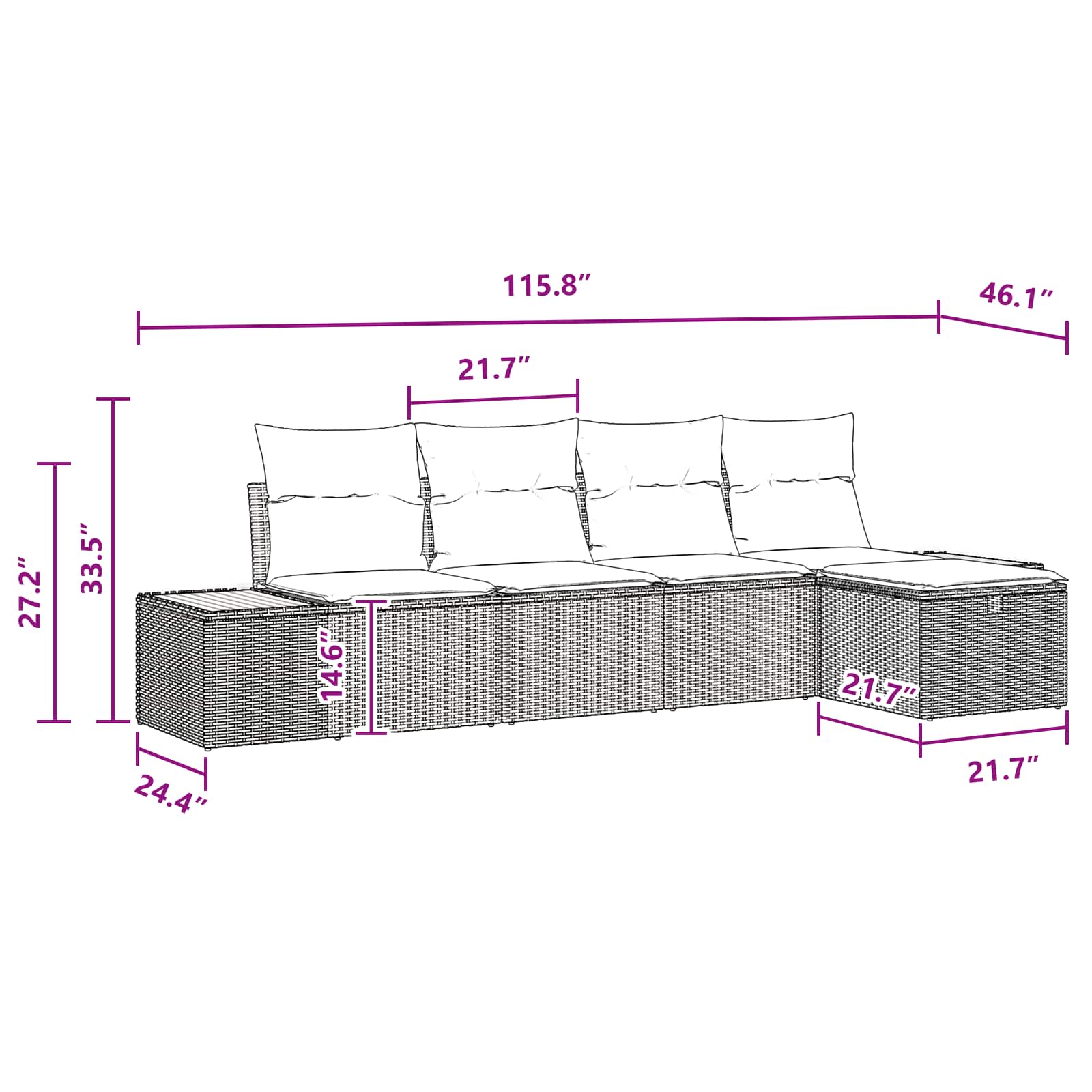 Sodo Sofų Rinkinys su pagalve 5 pcs Juoda Poli ratanas