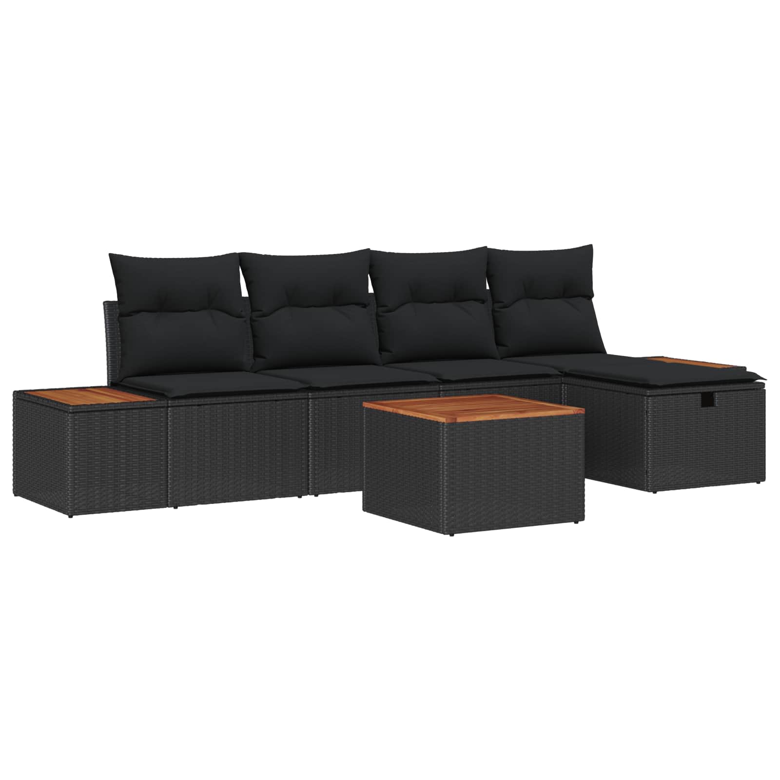 Sodo Sofų Rinkinys su pagalve 6 pcs Juoda Poli ratanas