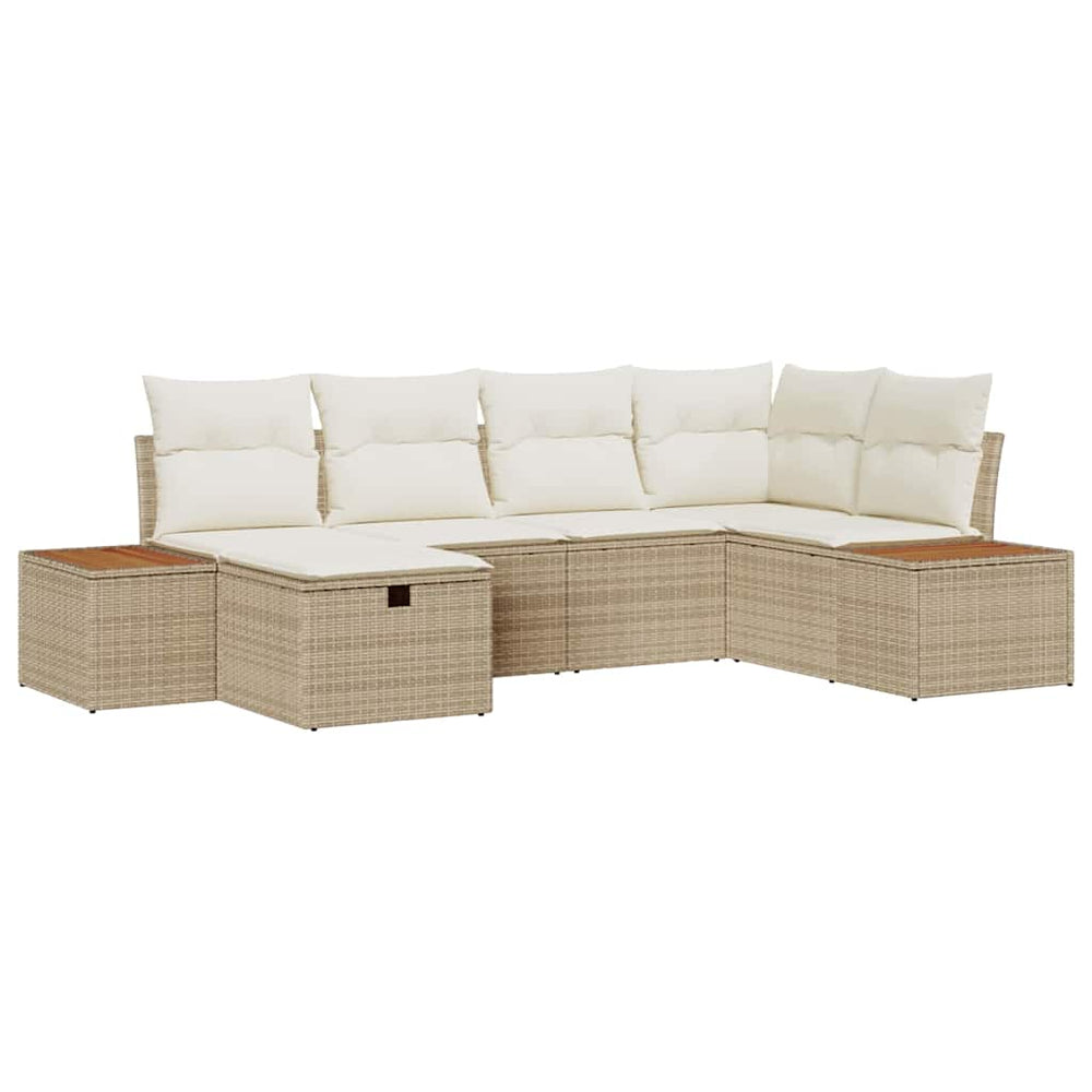 6 dalių sodo sofa su pagalvėlėmis smėlio poliratanas