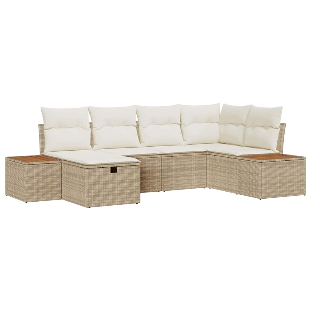 6 dalių sodo sofa su pagalvėlėmis smėlio poliratanas