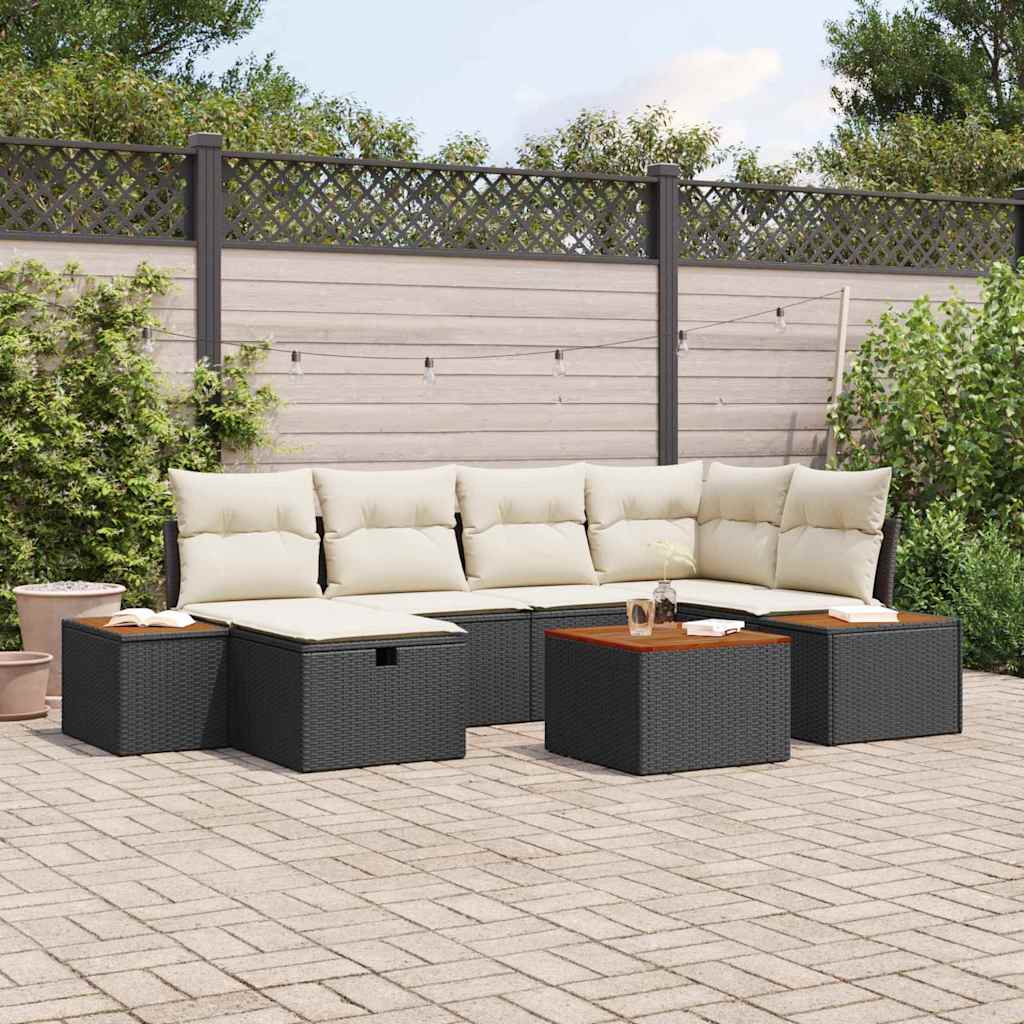 Sodo Sofų Rinkinys 7 pcs Juoda 55 x 62 x 69 cm Poli ratanas